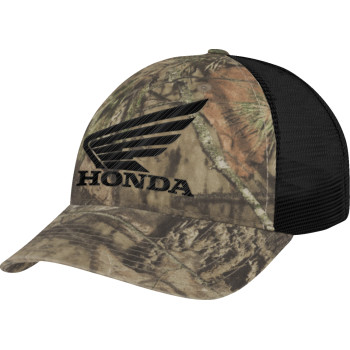 Main image of item: HONDA CURVED BILL HAT - MOSSY OAK CAMO/BLACK